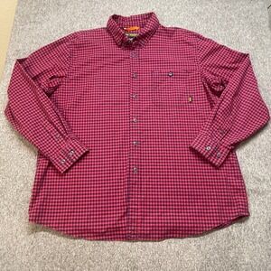 Walls Mens 2XL Red Black Gingham Check Button Down Shirt Long Sleeve Outdoors